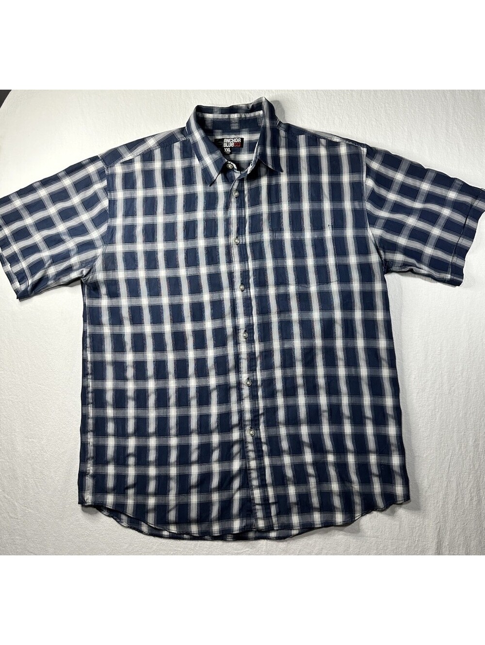 Vintage Y2K Anchor Blue Button Up Short Sleeve Shirt Men's XXL Blue